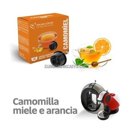 16 CAPSULE " ITALIAN COFFE " COMPATIBILI DOLCE GUSTO " CAMOMILLA MIELE E ARANCIA "