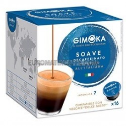 16 CAPSULE CAFFE GIMOKA DECAFFEINATO GUSTO DELL'ECCELLENZA SOAVE -  " DOLCE GUSTO"