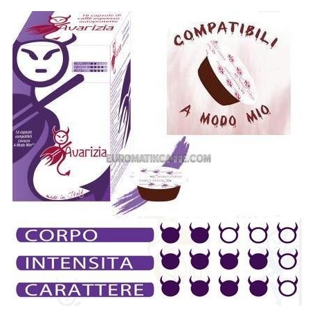 16 CAPSULE CAFFE "AVARIZIA"  COMPATIBILI LAVAZZA A MODO MIO