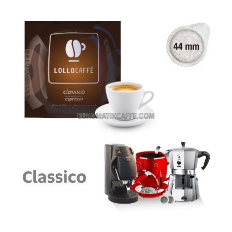 100 cialde Lollo caffè gusto Classico Espresso in carta filtro pods Ese 44mm